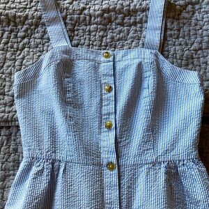 Summer stripe blue dress with front buttons